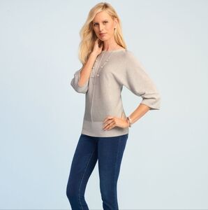 Talbots Dolman sleeves silver sweater shimmer sz large new